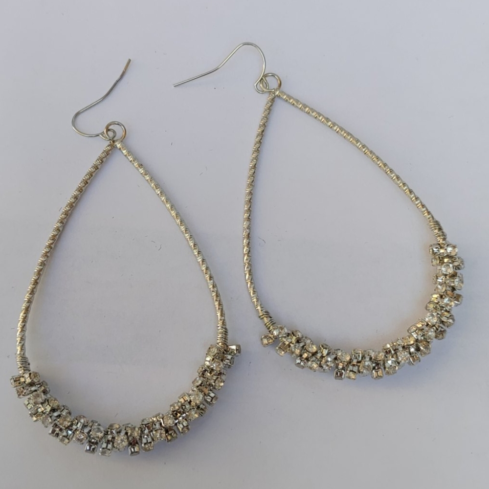 2/$10 or 4/$15 Elegant Silver Teardrop Earrings Cluster